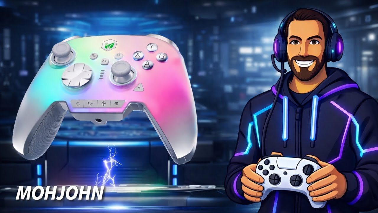 MOHJOHN Rainbow3 Full-Microswitch Elite Game Controller - 16 micro switch buttons, 14 RGB LED groups