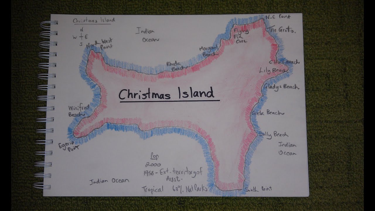 ASMR - Map of Christmas Island - Australian Accent - Chewing Gum & Describing in a Quiet Whisper