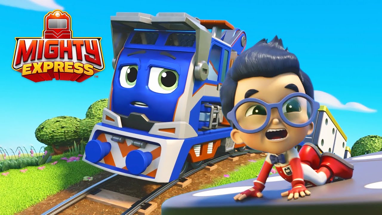 Milo Picks Up Giant Dominos | Mighty Express Clips | Cartoons for Kids