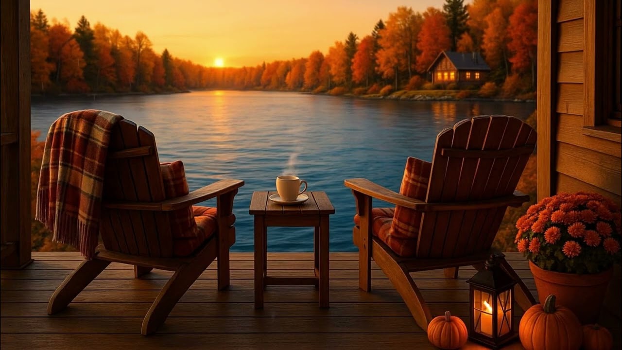 Cozy Fall Porch Ambience | Relaxing Autumn Rain Sounds