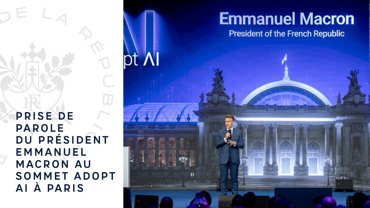 President Emmanuel Macron's speech at the Adopt AI summit in Paris.