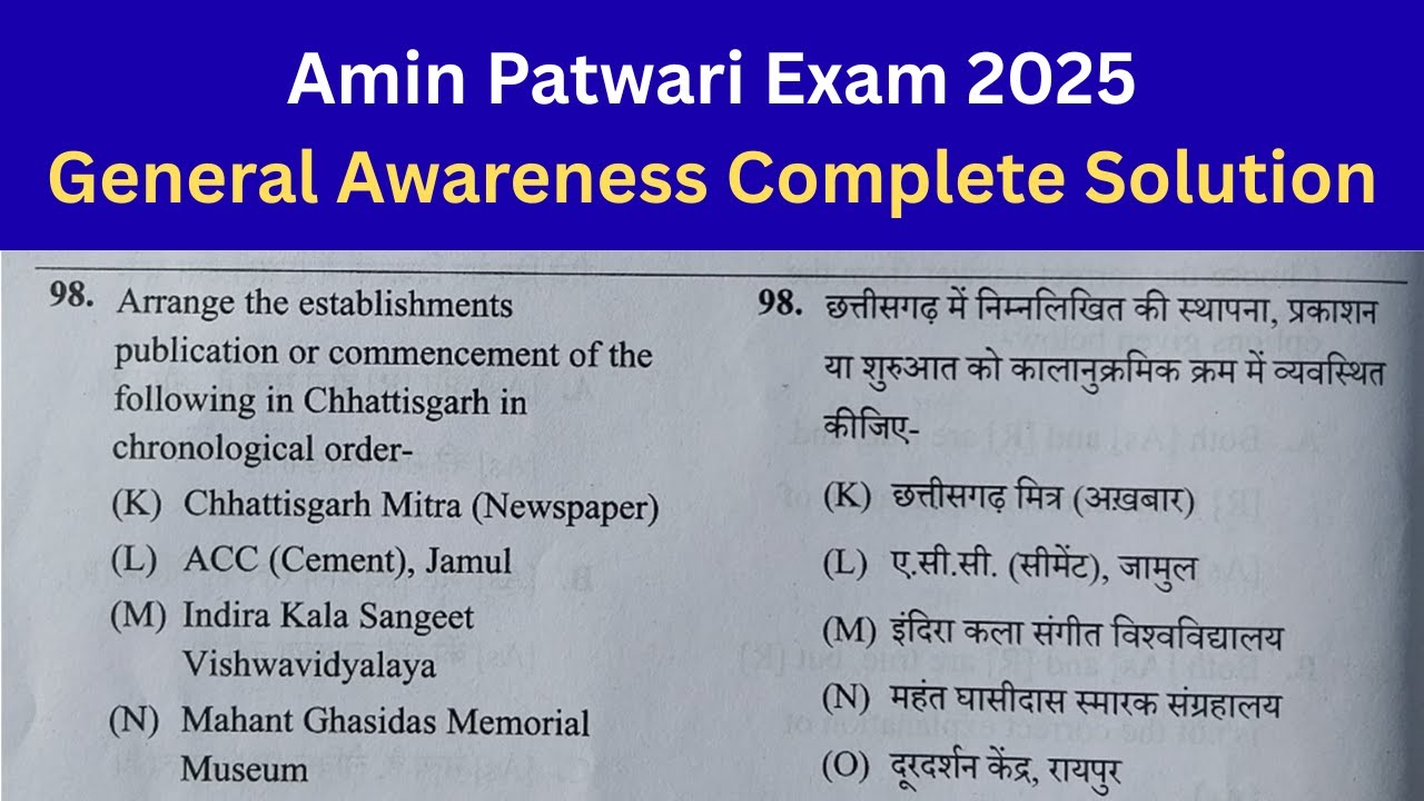 Amin Patwari Exam 2025 General Awareness Answer Key, Amin Patwari Exam 2025 Analysis