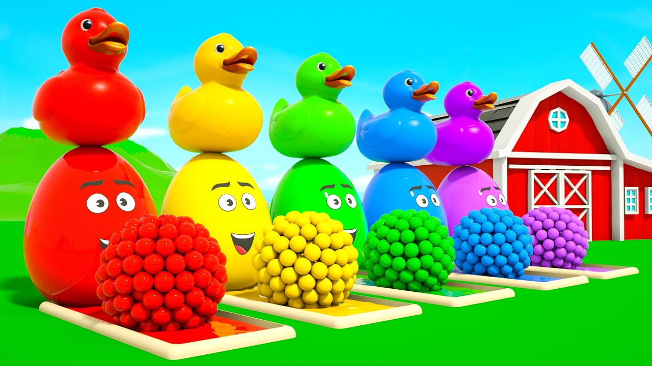 Magic Surprise Eggs & Colorful Balls and Ducks | 🌈 Learn Colors for Kids | DuZoo Kids Songs