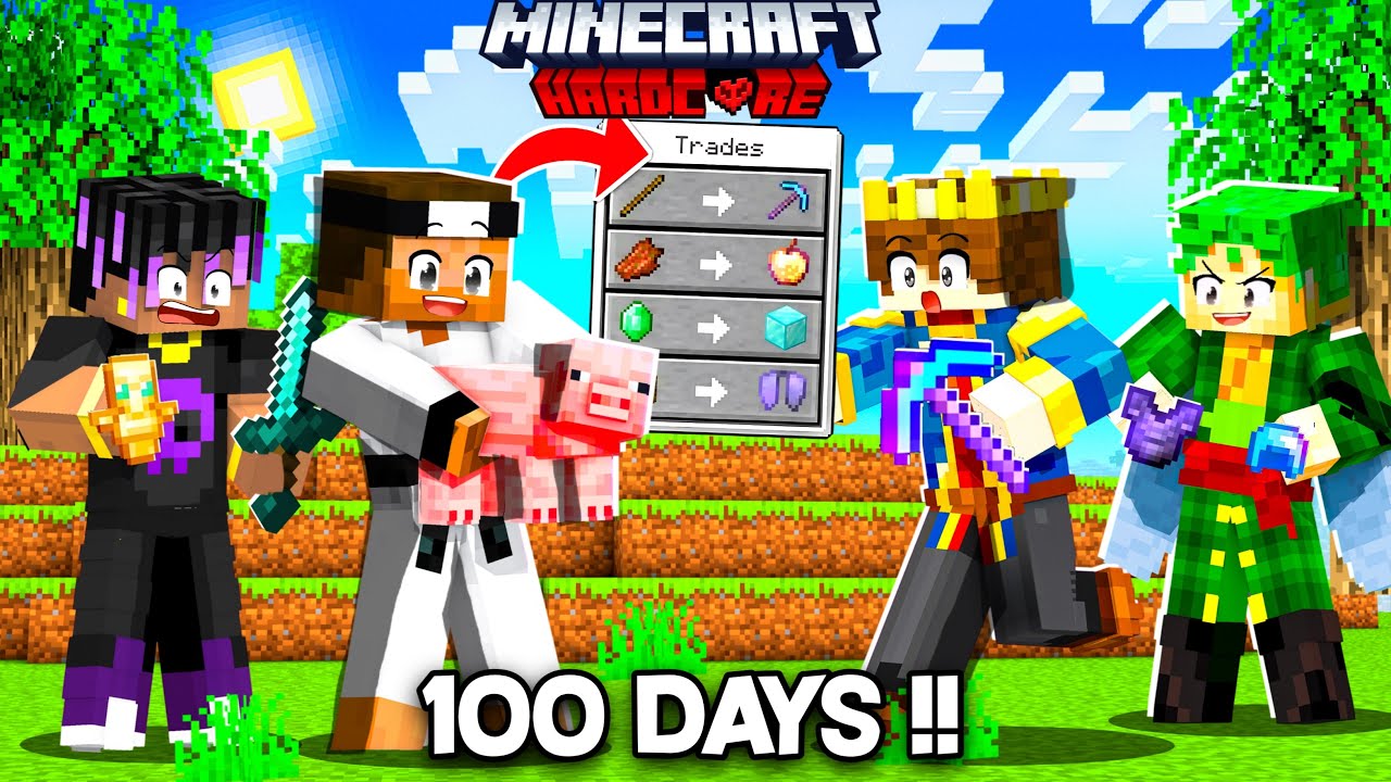 100 Days But MOBS TRADE OP ITEMS In Hardcore Minecraft 😰