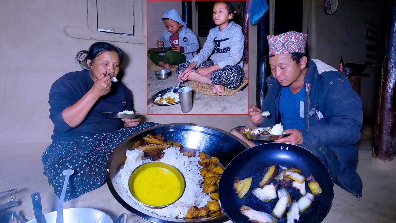 sarmila cooks  dinner pork & soybean balls enjoying with children || village pork @bhumicooking