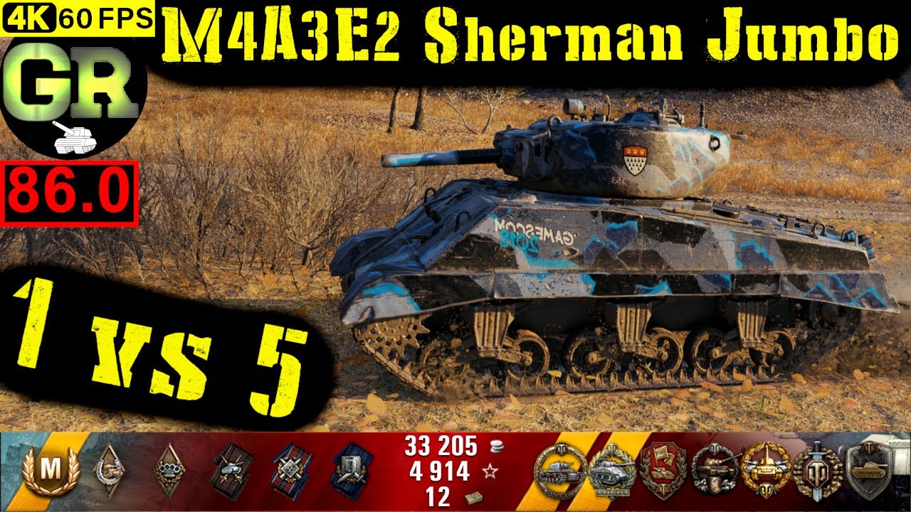 World of Tanks M4A3E2 Sherman Jumbo WoT Replay - 9 Kills 3K DMG(Patch 1.4.0)
