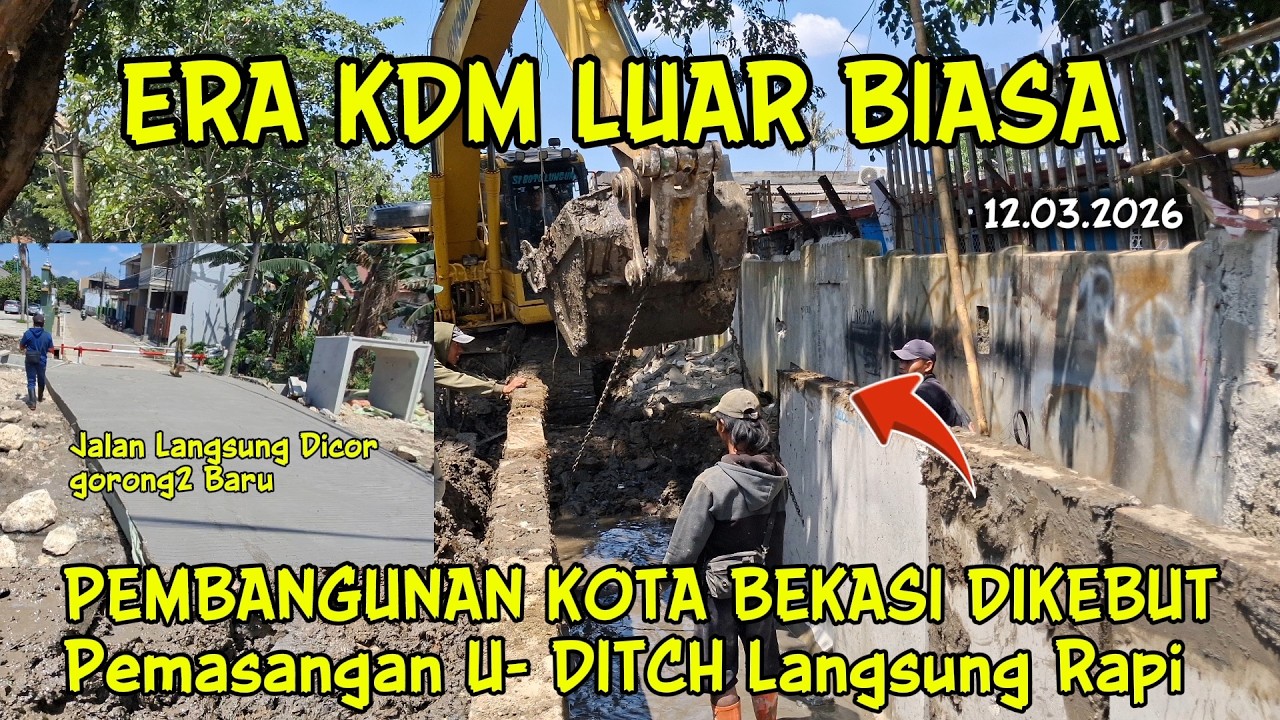 ERA KDM LUAR BIASA ‼️PEMBANGUNAN KOTA BEKASI KALI DUREN JAYA || Pemasangan U- DITCH Langsung Rapi