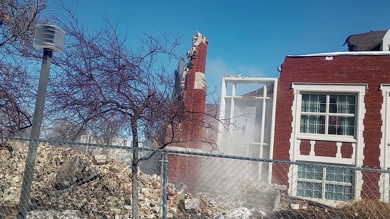 Old Logan LDS Institute Building being demolished