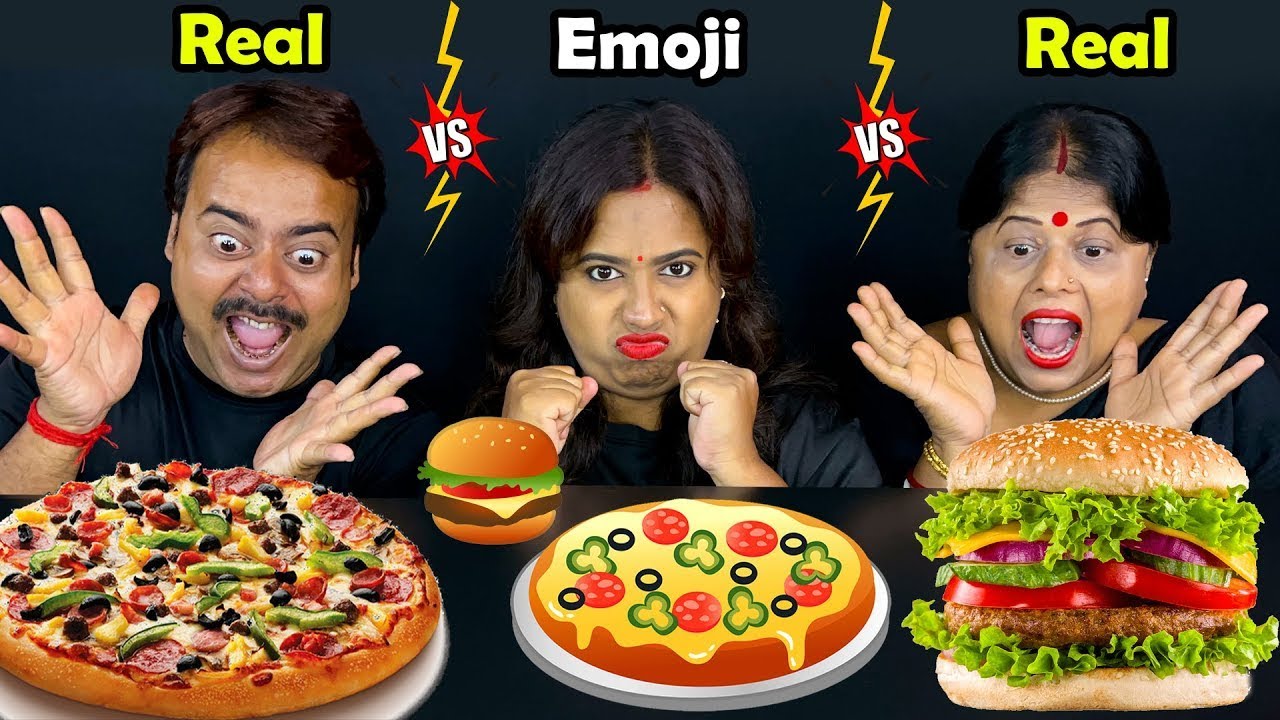 Emoji Vs Real Food Eating Challenge | Emoji Food Eating Competition | Food Challenge
