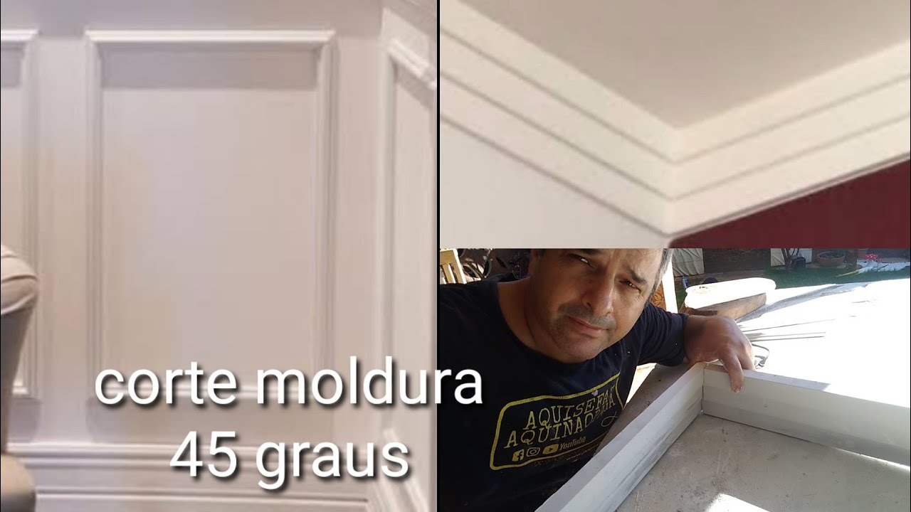 COMO CORTAR MOLDURA - COMO CORTAR MOLDURA 45 GRAUS CORTE MOLDURA 3 DEGRAUS  BOISERIE CORTE DIAGONAL