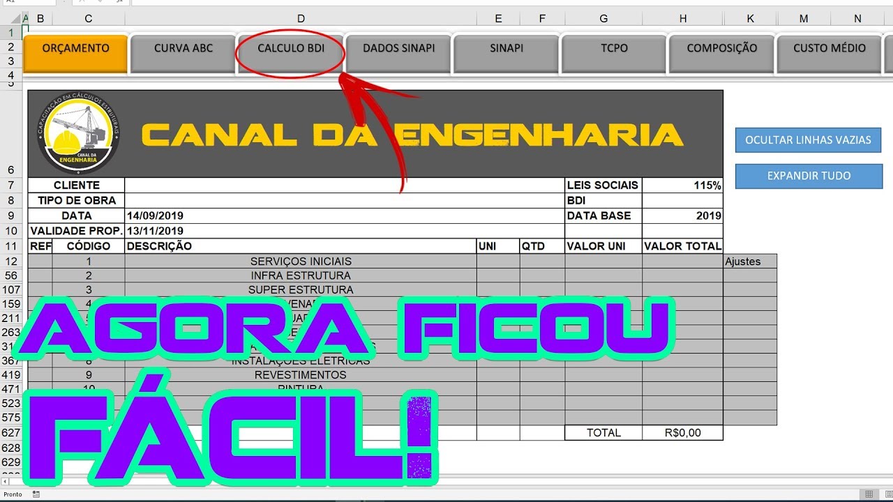 A melhor Planilha de orçamento de obras!