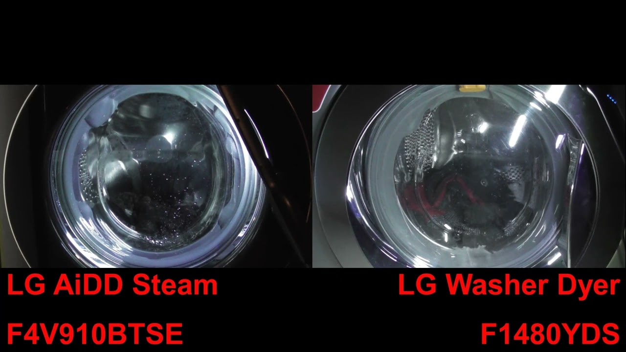 LG F1480YD5 vs LG AiDD F4V910BTSE Wool cycle with Intensive & Rinse+ wash race