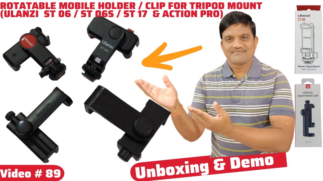 ULANZI | MOBILE HOLDER CLIP CLAMP ADAPTER TRIPOD MOUNT | ST 06 ST 06S ST 17 ACTION PRO ROTATABLE