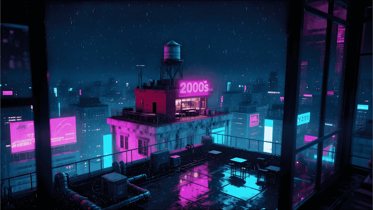 2000s Neon City Rain 🌧️ Chill Lofi Beats for Study, Sleep & Late Night Focus