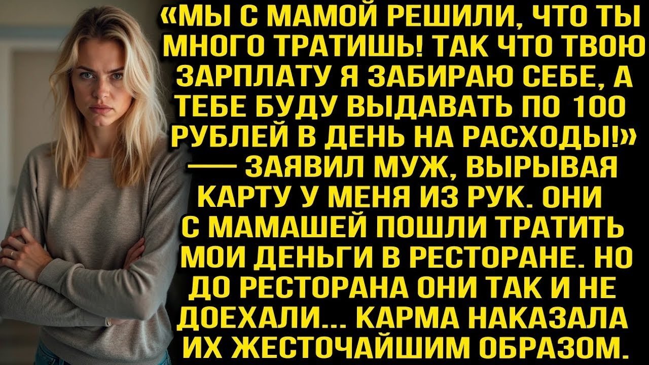 «Мы решили, что ты много тратишь! Зарплату твою я забираю! А тебе 100 рублей на расходы — заявил муж