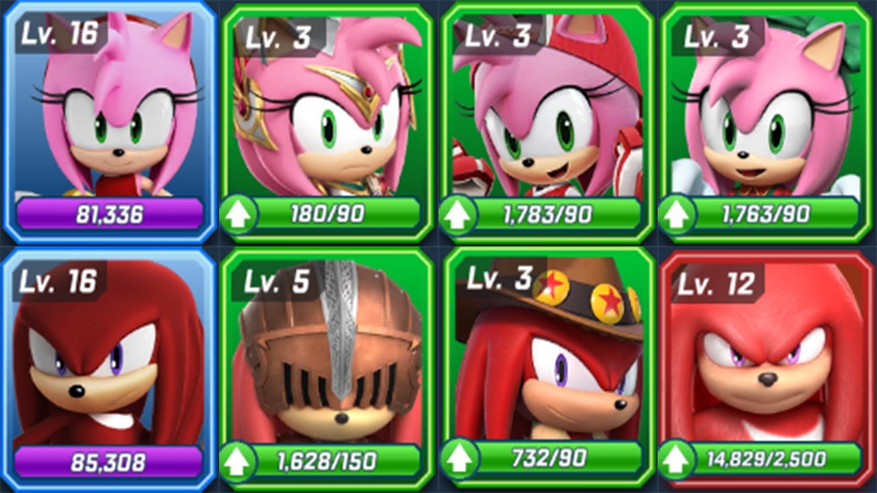 Sonic Forces Speed Battle - All Amy Skins vs All Knuckles Skins: Paladin Amy is New Entry Gameplay