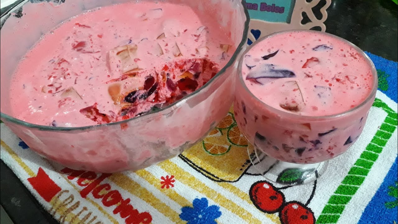 como fazer gelatina colorida com creme 👏👏😊