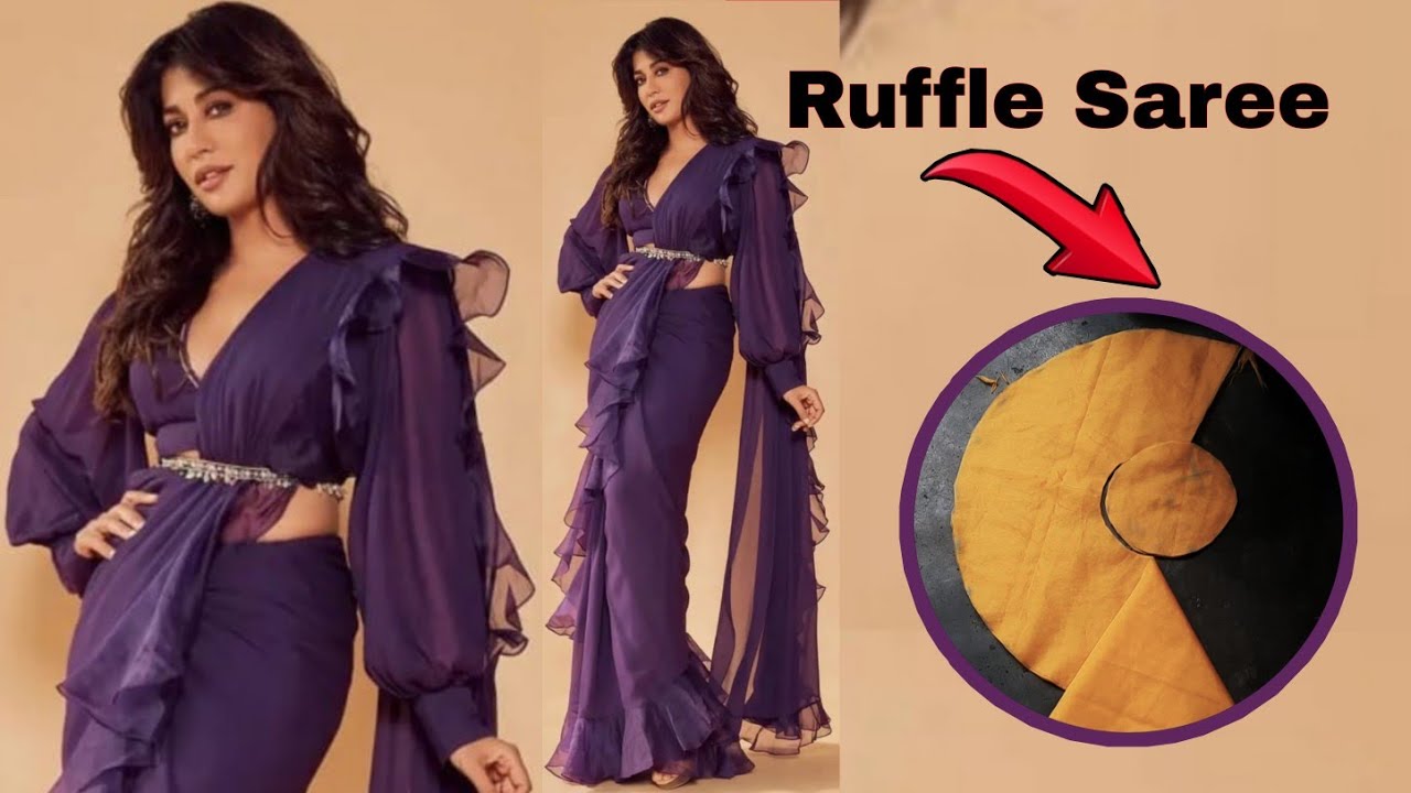 How to make ruffle saree||DIY ruffle saree||ruffle saree||ready to wear ruffle saree.@Magnet Thread