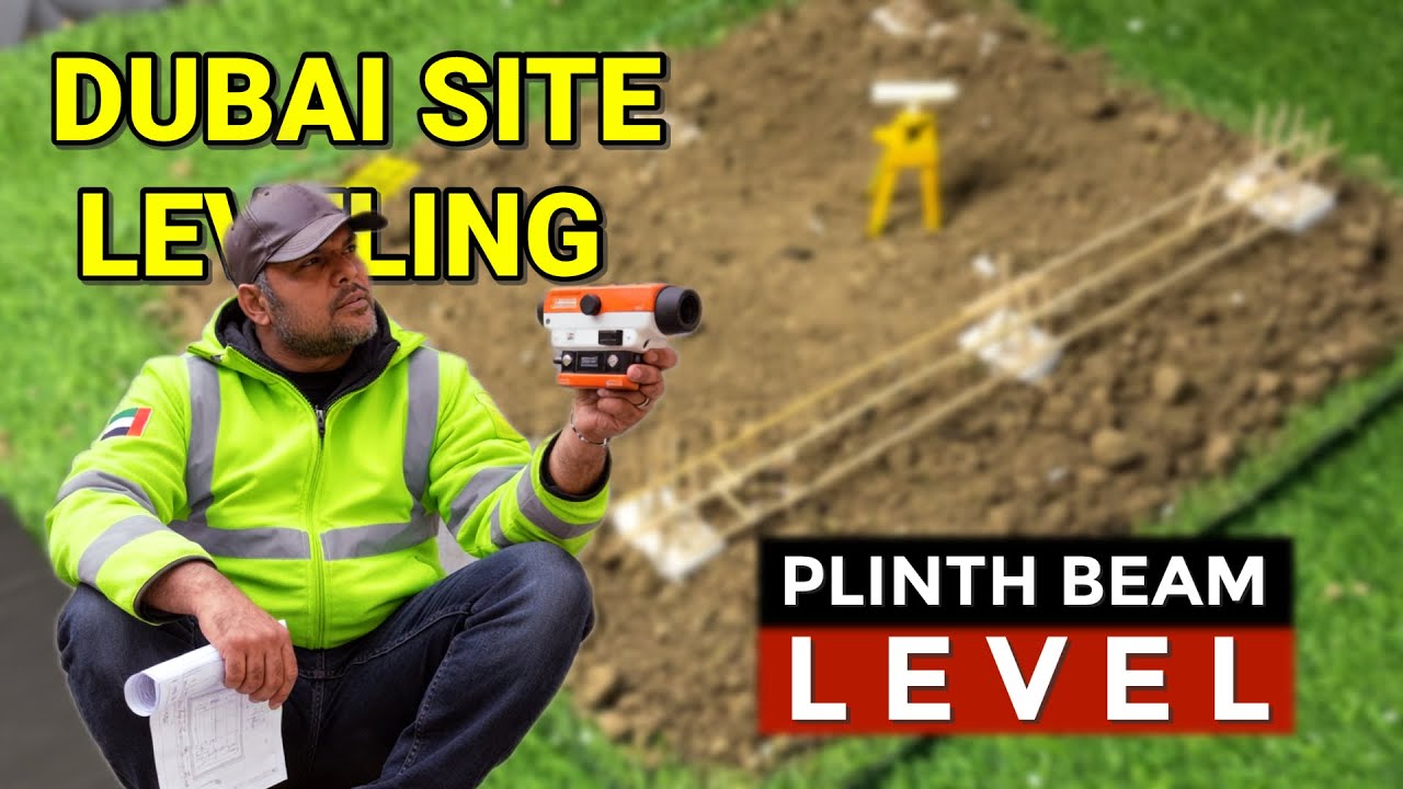 How to Calculate & Take Plinth Beam Level | Auto Level Surveying (HOC Method) in Dubai