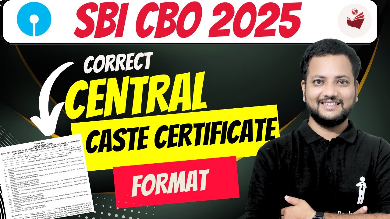 🔥 SBI CBO 2025 | Central Caste Certificate Format for OBC/SC/ST | Complete Process Explained!
