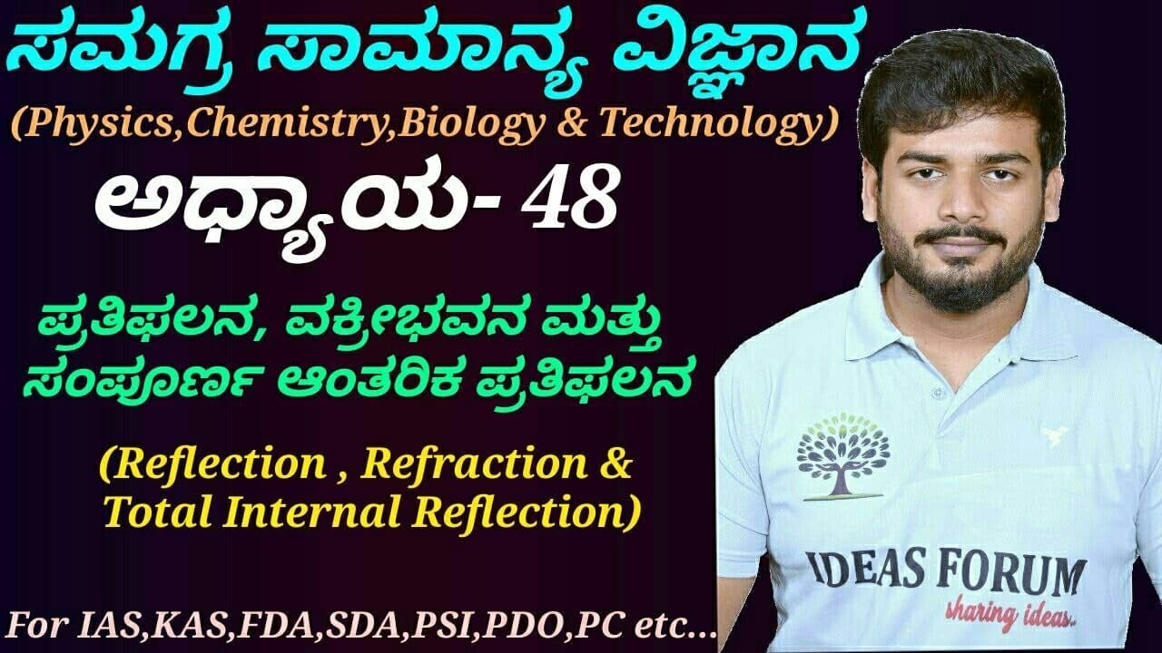 Complete General Science-Physics|C-48 Reflection ,Refraction & Total Internal Reflection in kannada.