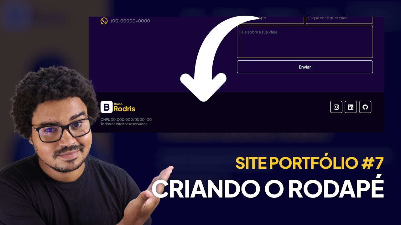 Como criar um site portfólio #7 - criando o rodapé (aula HTML, CSS e JS)