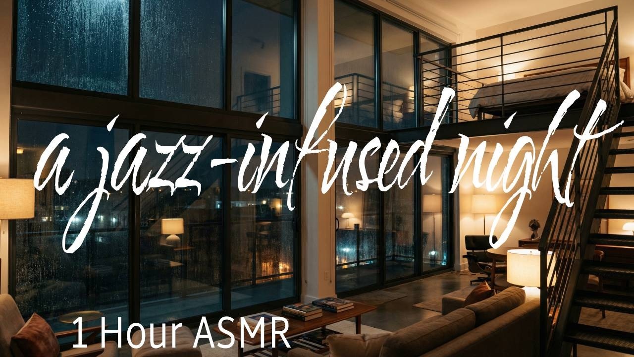 1 Hour ASMR | a jazz infused night 🌆 잘 때 듣기 좋은 음악과 빗소리, 백색소음 😴