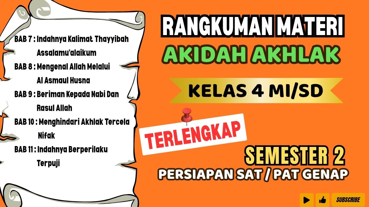 RANGKUMAN MATERI AKIDAH AKHLAK KELAS 4 MI SEMESTER 2 || Rangkuman Materi PAT/ SAT GENAP