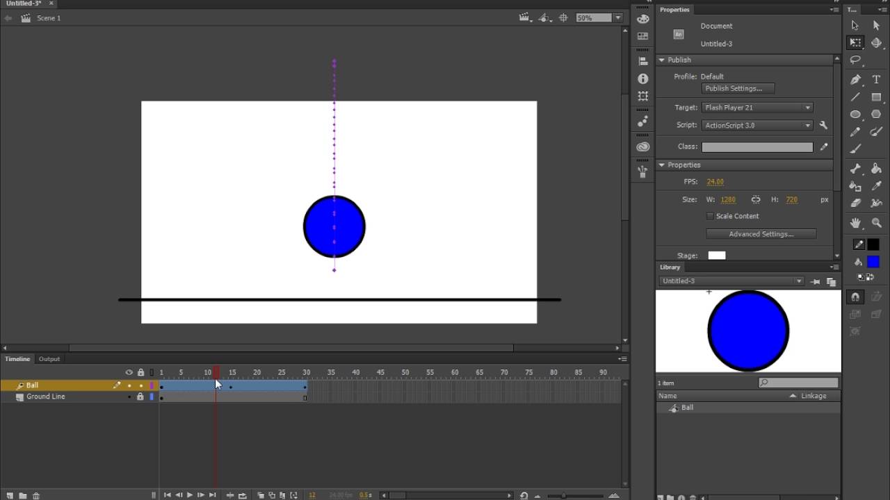 Adobe Animate CC: Лабораторная работа 1 — Прыгающий мяч