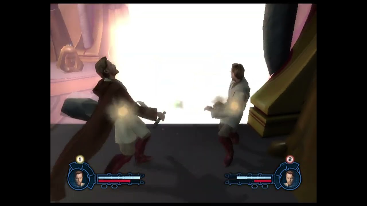 Star Wars Revenge Of The Sith ps2  Kenobi Vs Atlernative Kenobi duel