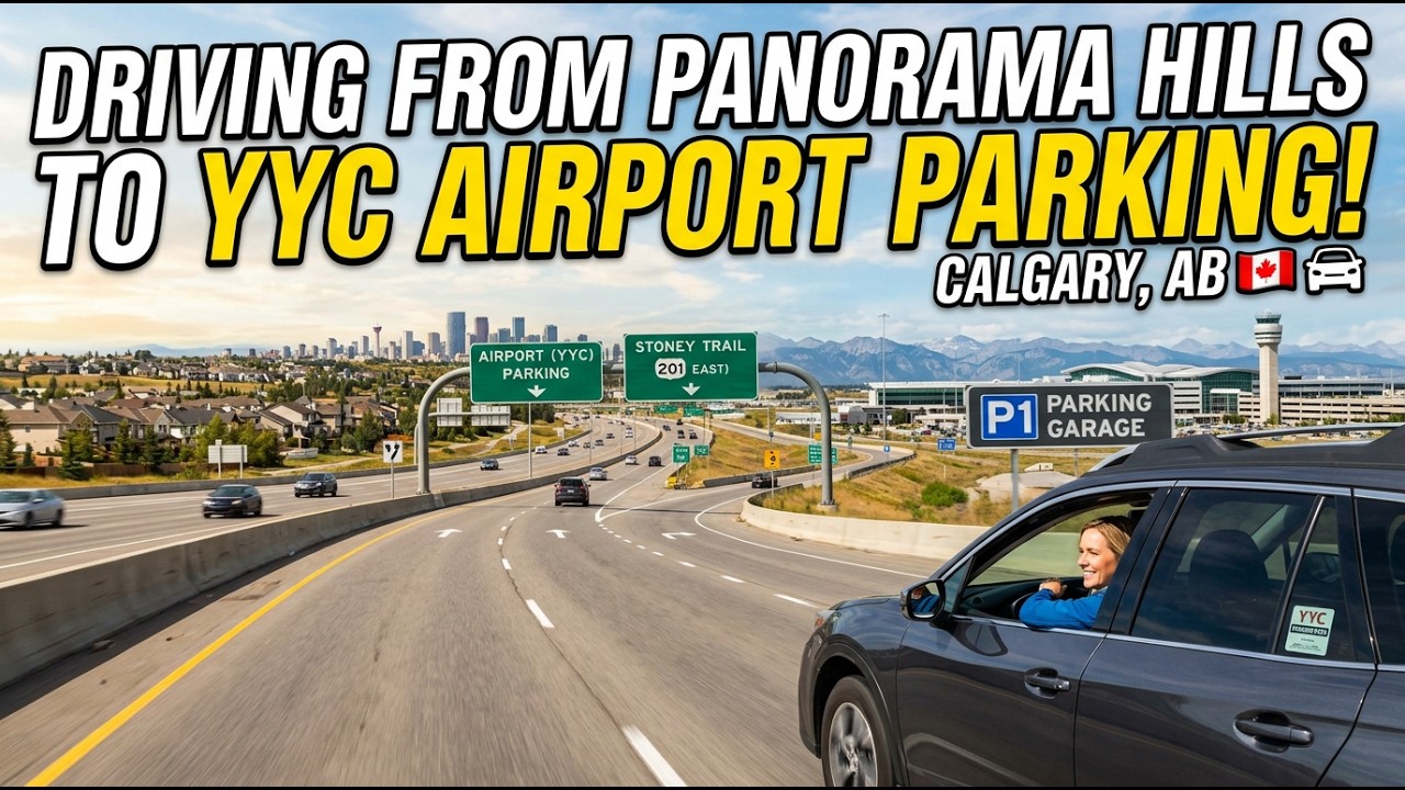 Driving from Panorama Hills to the Calgary Airport Parking Garage in Canada