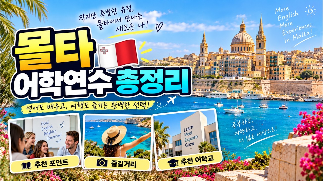 몰타 어학연수 총정리 - 주요정보, 추천포인트, 주요도시 및 관광지, 추천어학교-몰타 이 영상으로 종결!!