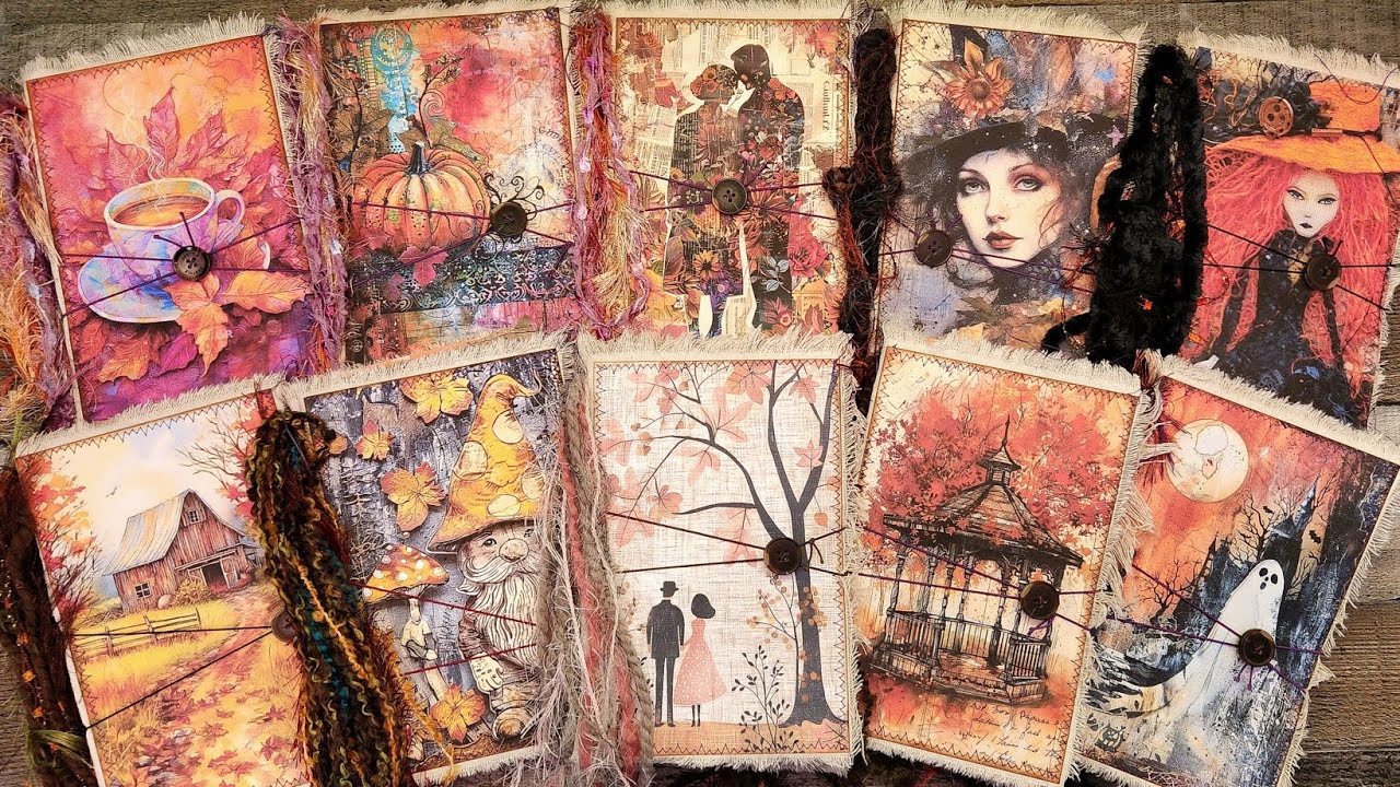 Fall Halloween Junk Journals 10 Themes @bontikvintagedesigns Grungy Colorful spooky Witch Ghost