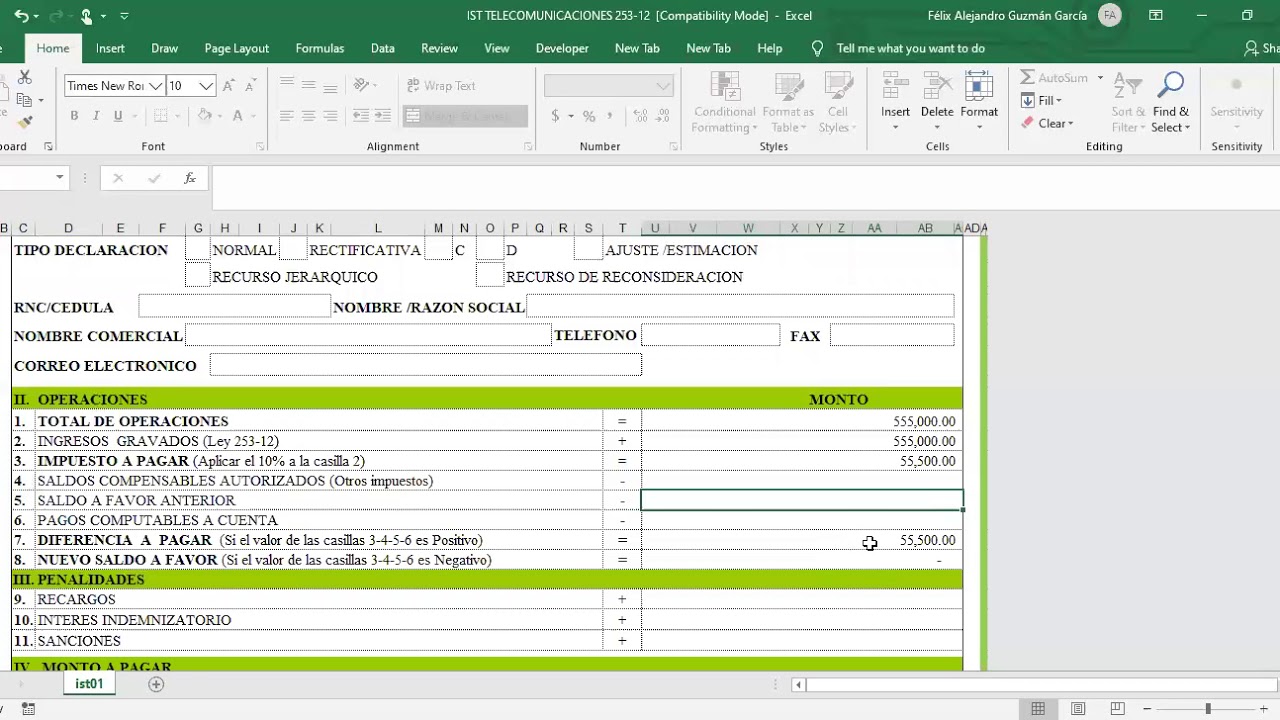 Llenado declaracion Jurada Telecomunicaciones
