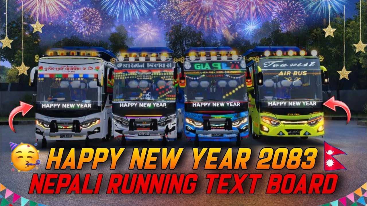 Happy New year 2083 Nepali Running Text Board For Bus Simulator Indonesia 4.4.1|All Bus Work|Free✅😍