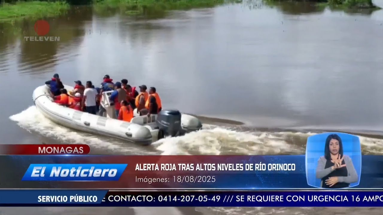 Alerta roja tras crecida del río Orinoco en Bolívar y Monagas – El Noticiero emisión meridiana 18/08
