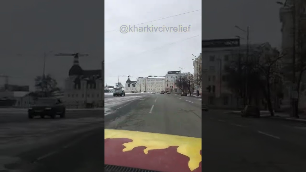 Kharkiv volunteer drives in downtown.