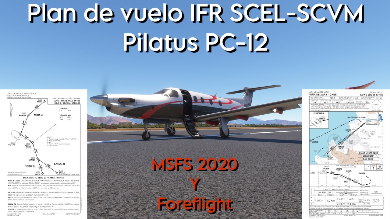 Plan de Vuelo IFR de Santiago a Viña MSFS Pilatus PC-12