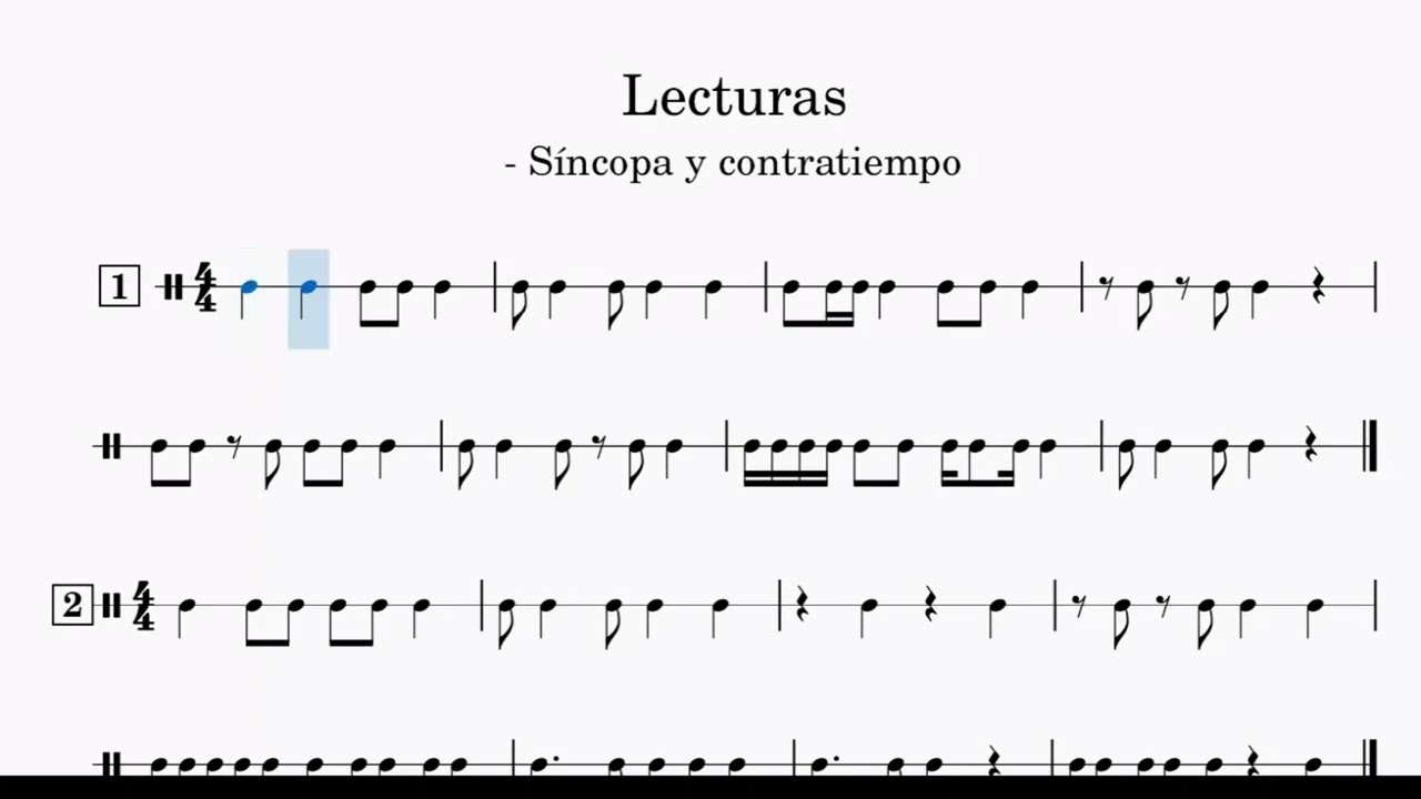 Lecturas rítmicas para practicar- Síncopa y contratiempo