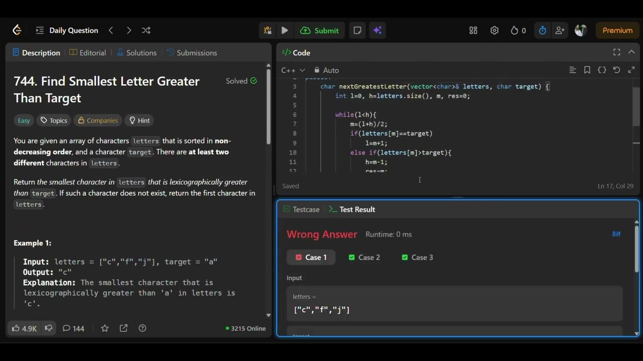 Leetcode 744 || leetcode daily 31-01-2026 || C++ solution