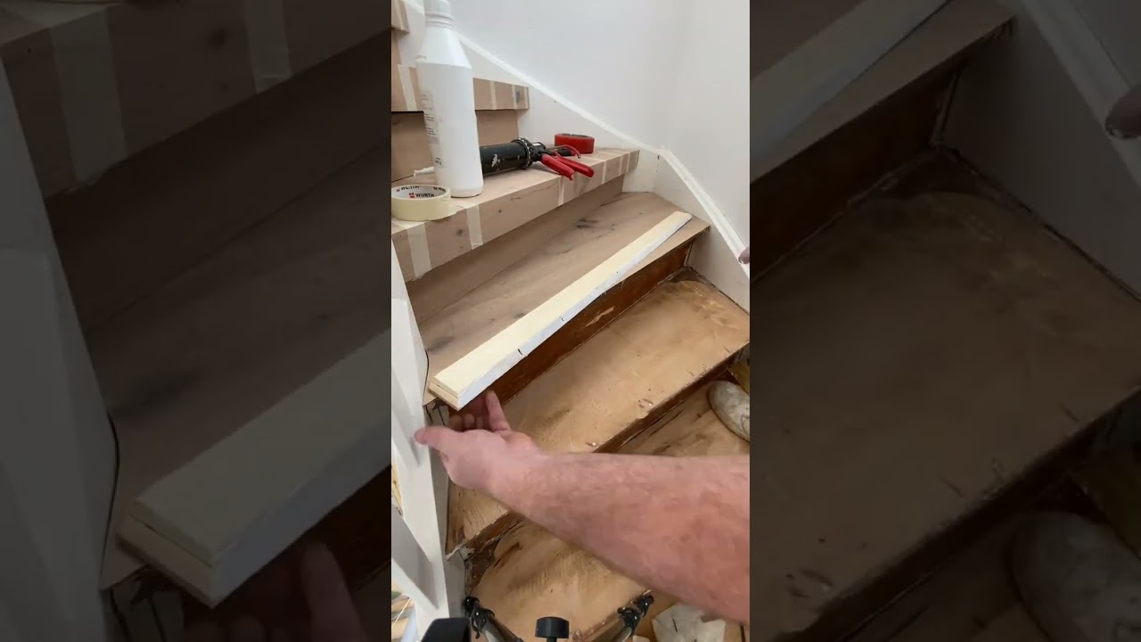 Treppe mit  Parkett verkleiden / Parkett zuschneiden/ Treppenstufen aus Parkett / Treppe reparieren
