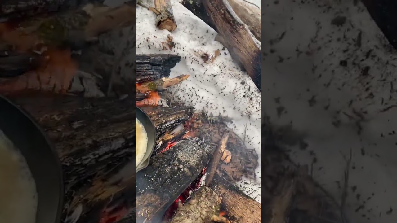 Campfire cooking #solocampingcooking #wintercamping #bushcrafting