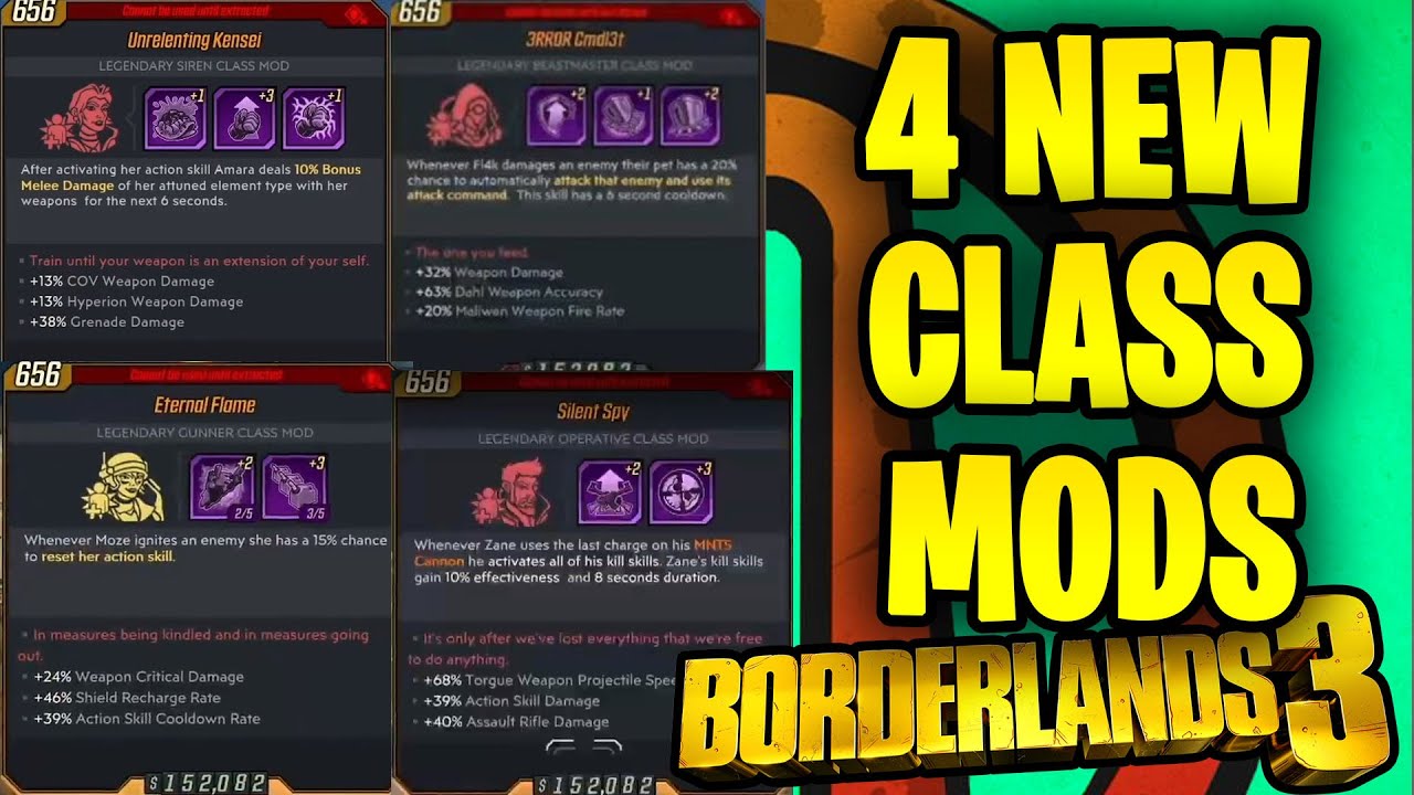 All 4 New Legendary Class Mods + Bonus Skill Points Explained! (Borderlands 3)
