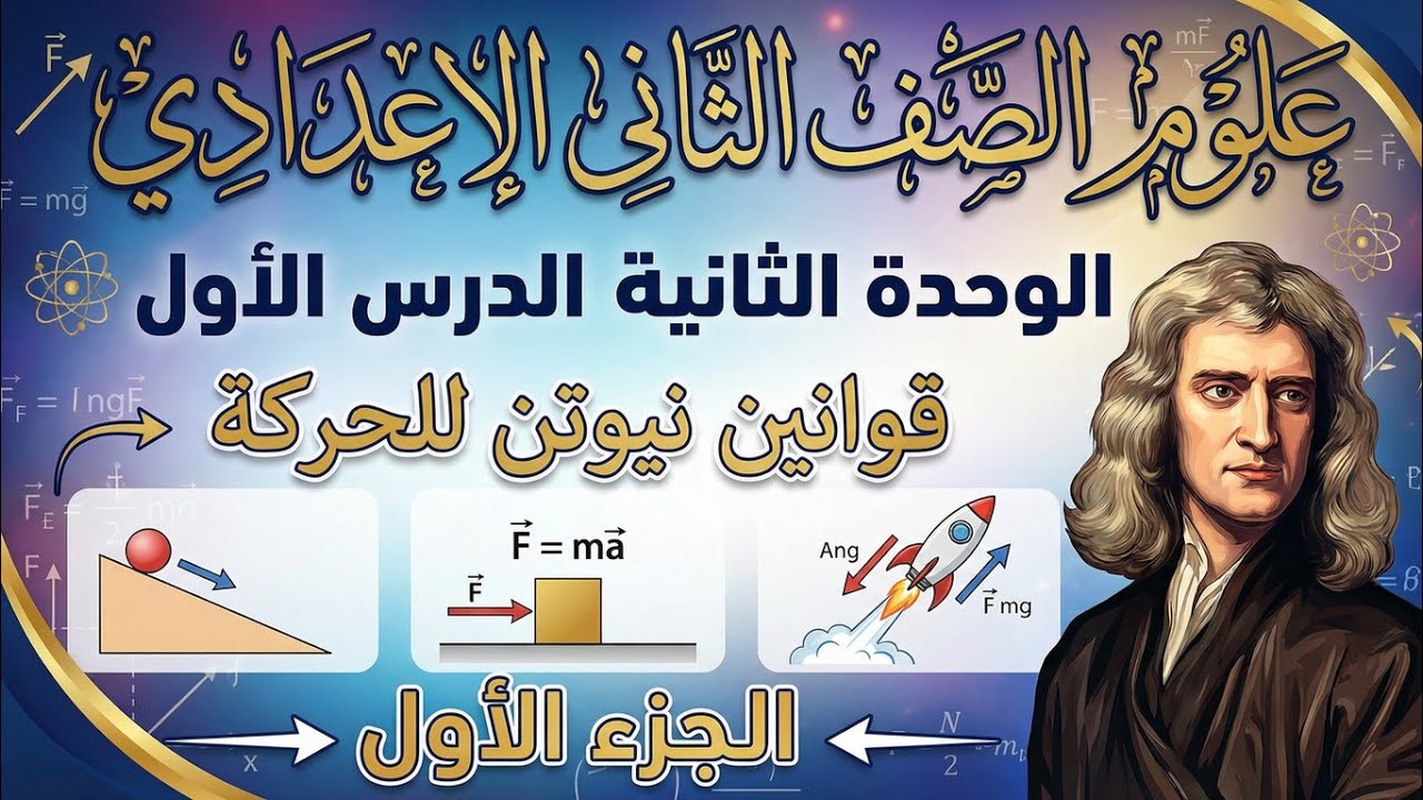 شرح قوانين نيوتن للحركة ببساطة | علوم تانية إعدادي ترم ثاني 2026