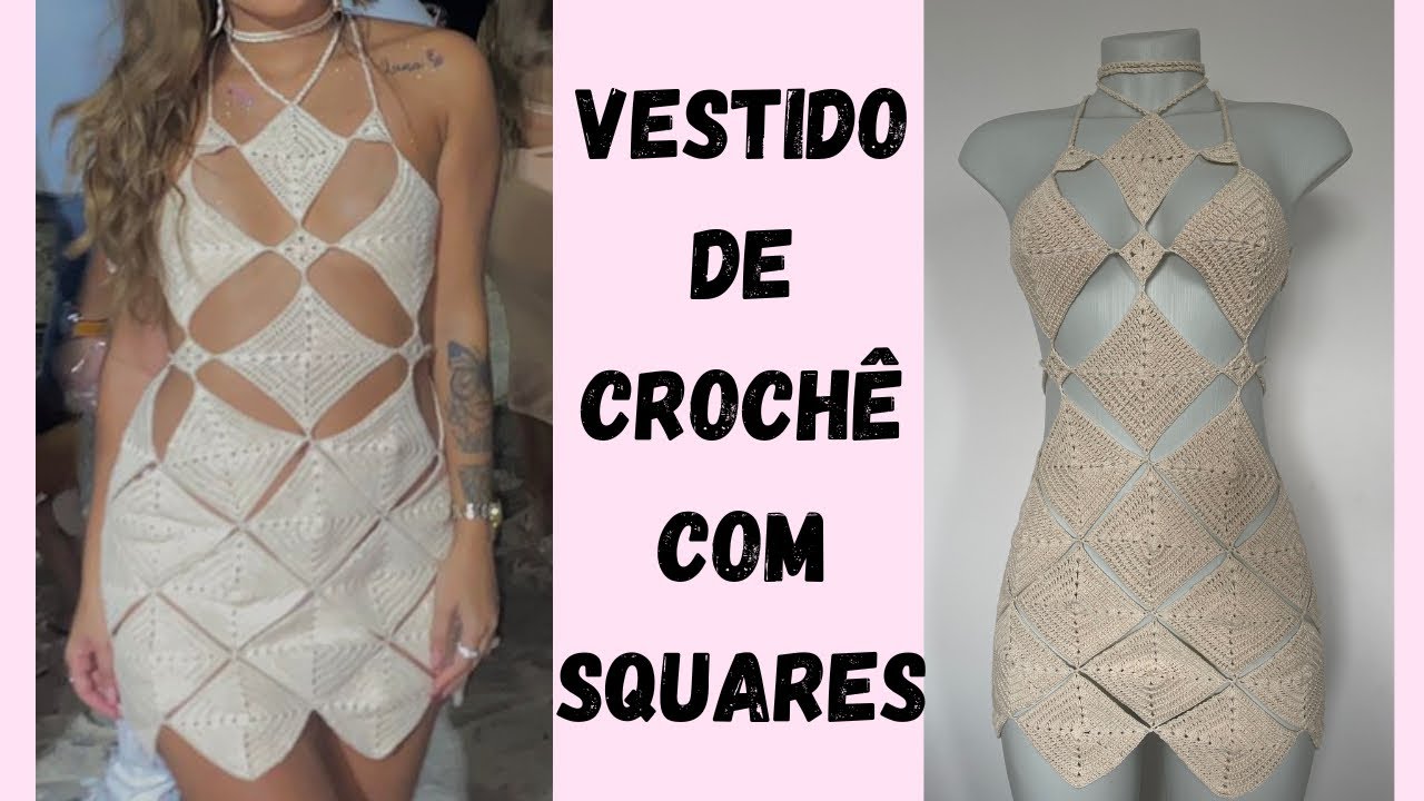 Vestido de crochê square/ versão canhoto/ @summercroche
