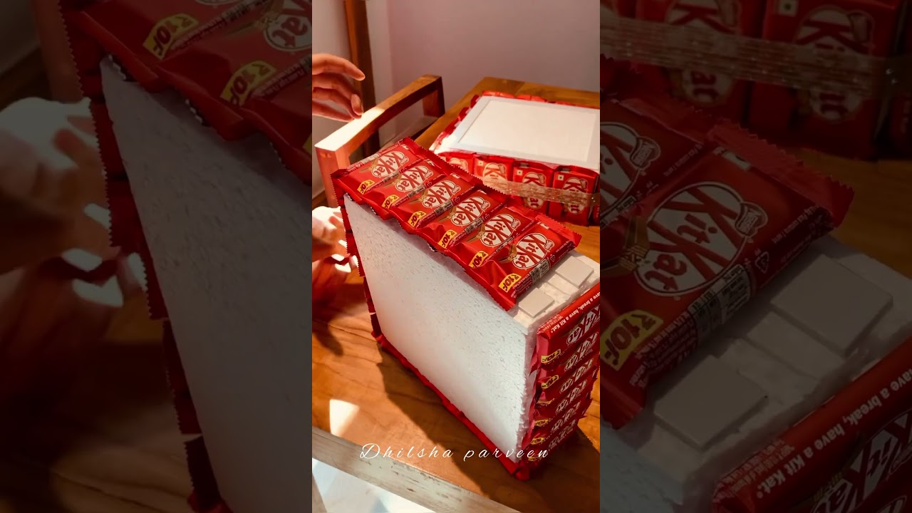How to make Kitkat tower #kitkat #tower #craft #diy #handmade #gift #chocolate #engagementhamper