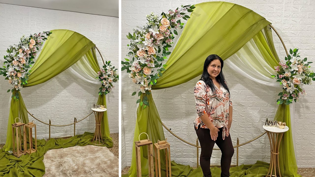 Painel Redondo Cenário Instagramável em Verde Oliva 💚 para Arrasar nas Decorações! DIY Arco Floral