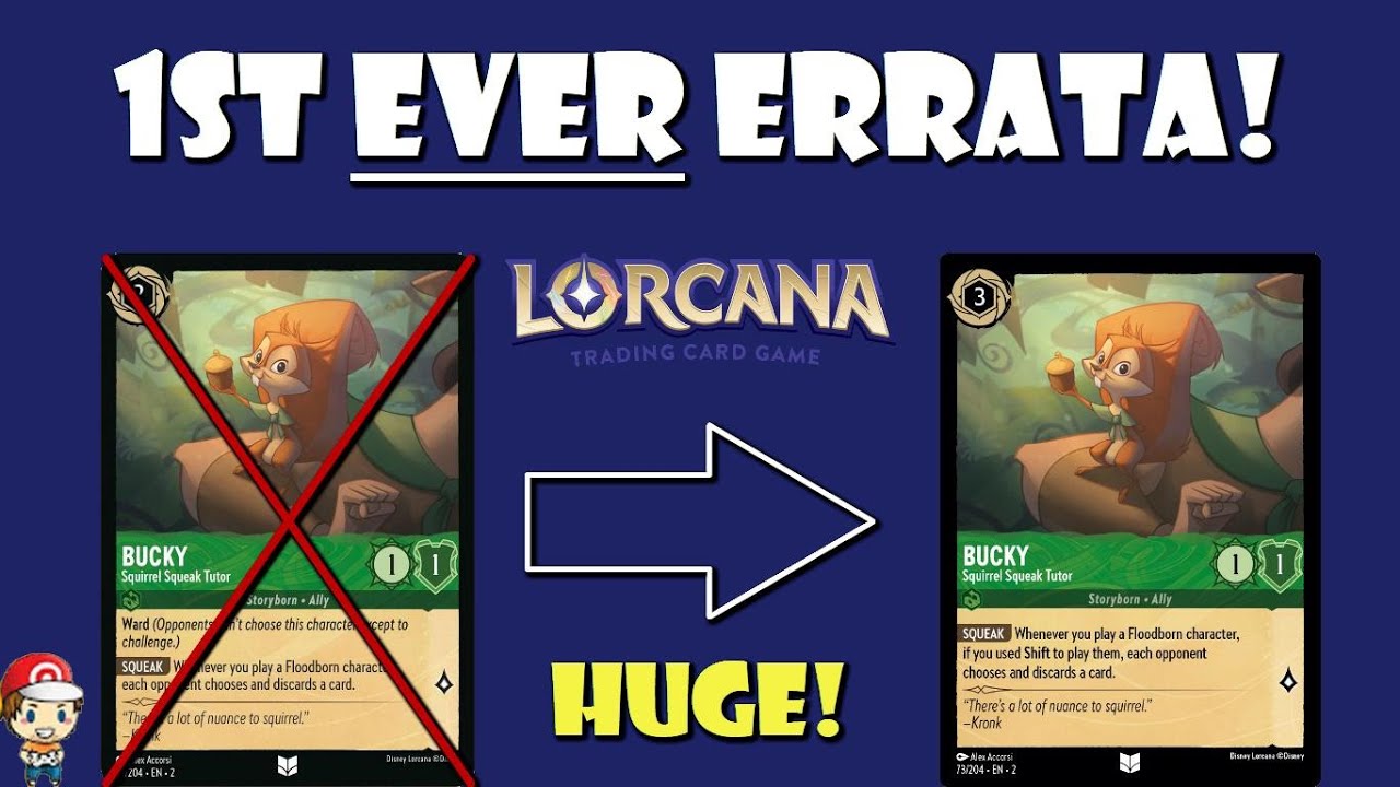 The 1st EVER Errata in Disney Lorcana! This is HUGE! Bucky is Gone!? (HUGE Disney Lorcana News)