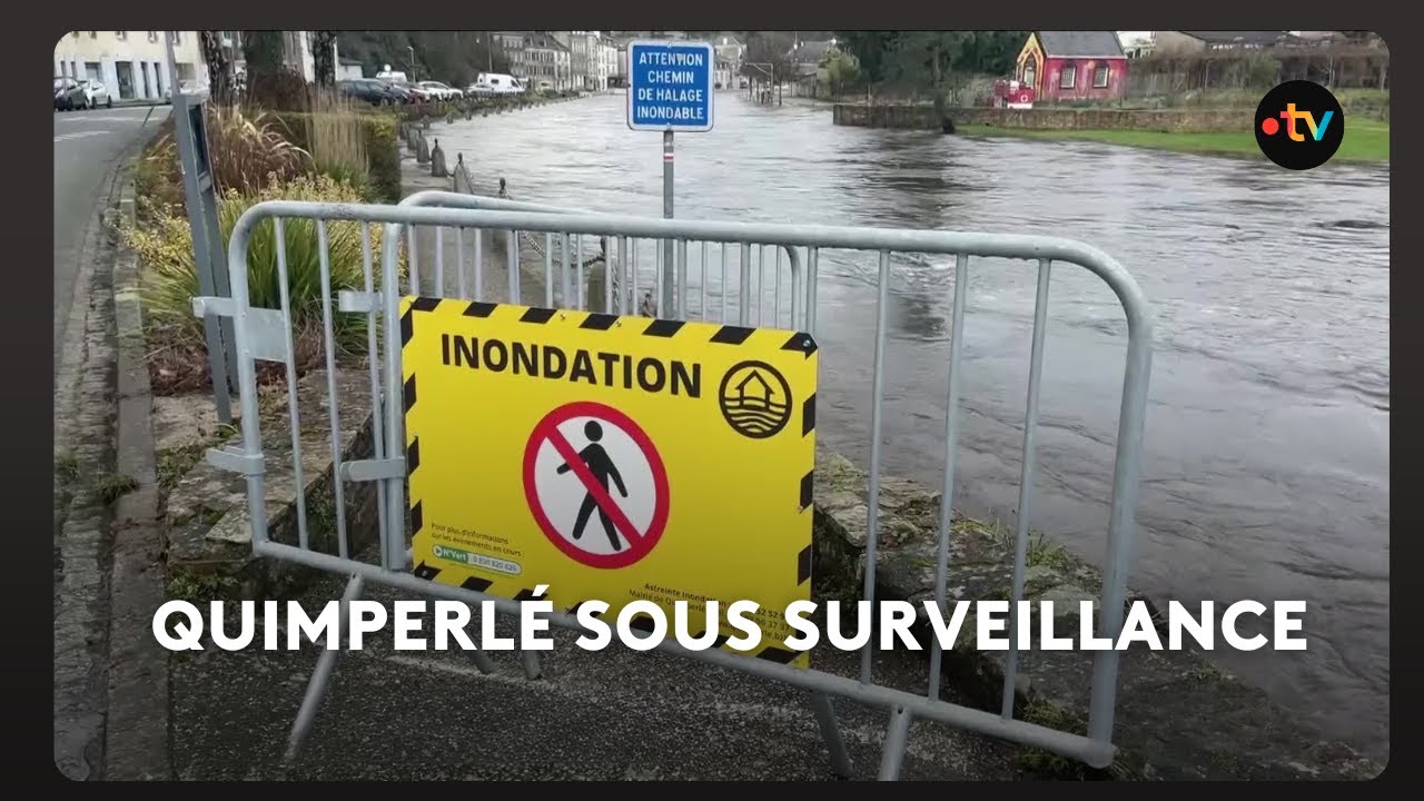 Quimperl&eacute; sous surveillance : la Laita est mont&eacute;e sans causer de d&eacute;g&acirc;ts dans la ville basse.