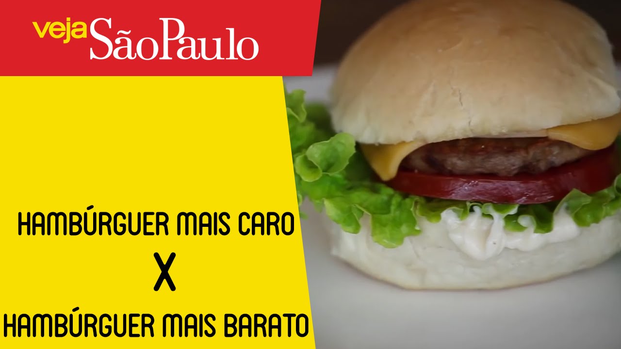 hambúrguer mais caro (R$ 225) X hambúrguer mais barato (R$ 2)